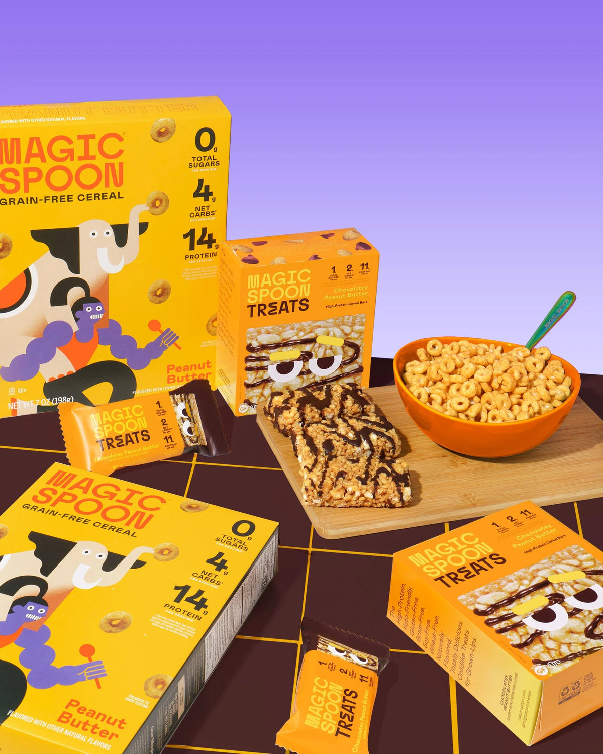 THE NUTTY PACK -  8 cereal treats (2 boxes) + 2  boxes of cereal