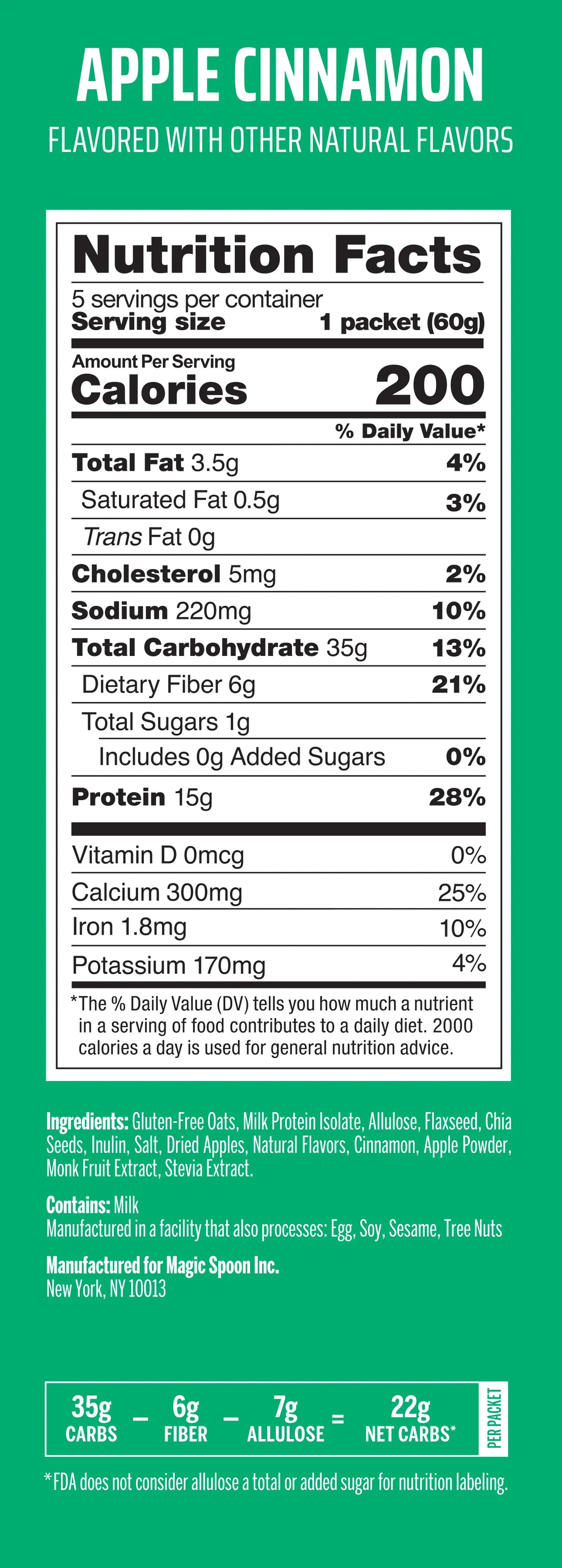 Apple Cinnamon - 20 Oatmeal Packets (4 Boxes)