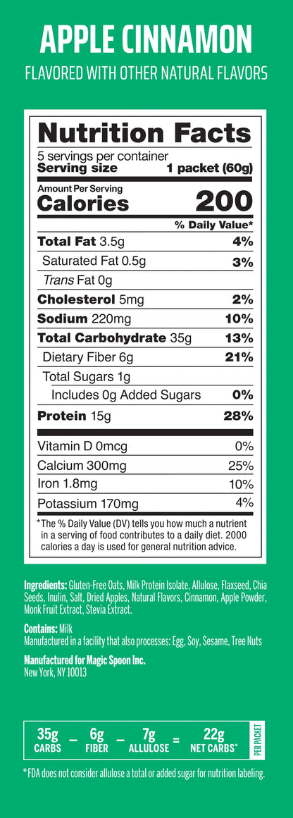 Apple Cinnamon - 20 Oatmeal Packets (4 Boxes)